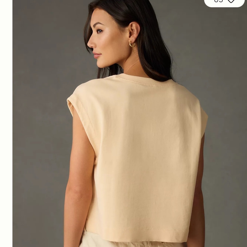 Anthropologie Cream Floral Embroidered crop Top - Picture 3 of 6